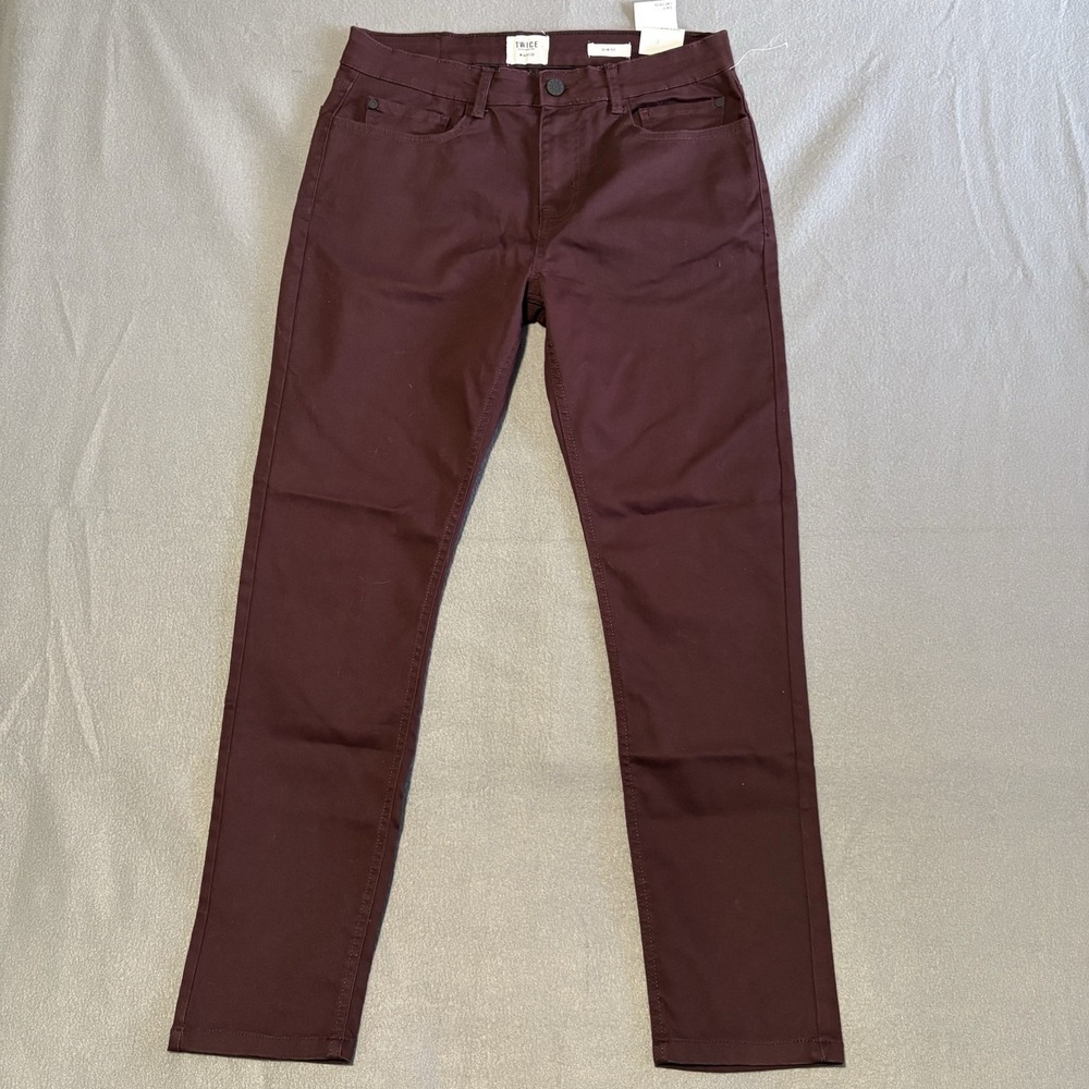 Target Jeans Men 34x32 Burgundy Slim Fit 6 Pocket Sleek Motion Denim Stretch NEW
